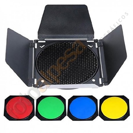 Aletas con Grid y Filtros de colores para reflectores Godox de 18cm