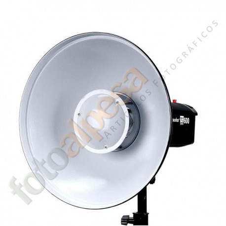 Beauty dish Blanco 42 cm Godox montura Bowens + Panal de Abeja + Rotula + Snoot 16.8x24.8.